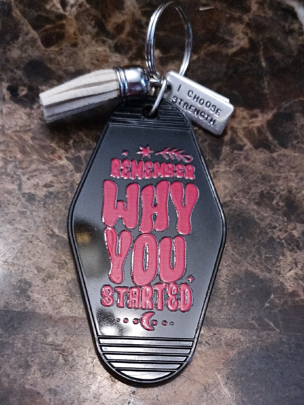 Retro 1960s-70s style keychain   motivational words  Inspirational Motel Key